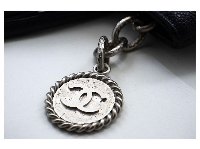 Borsa a spalla in pelle di vitello grana argento CHANEL Nero - Ansicht 4