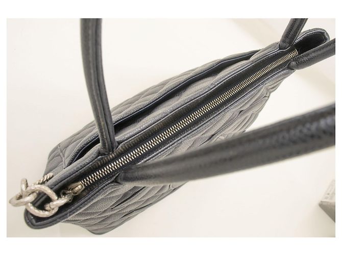 Borsa a spalla in pelle di vitello grana argento CHANEL Nero - Ansicht 5
