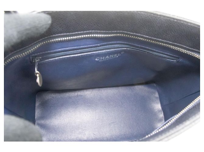 Borsa a spalla in pelle di vitello grana argento CHANEL Nero - Ansicht 7
