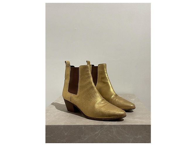 SAINT LAURENT Botines T.EU 37 Cuero Dorado - vista 2