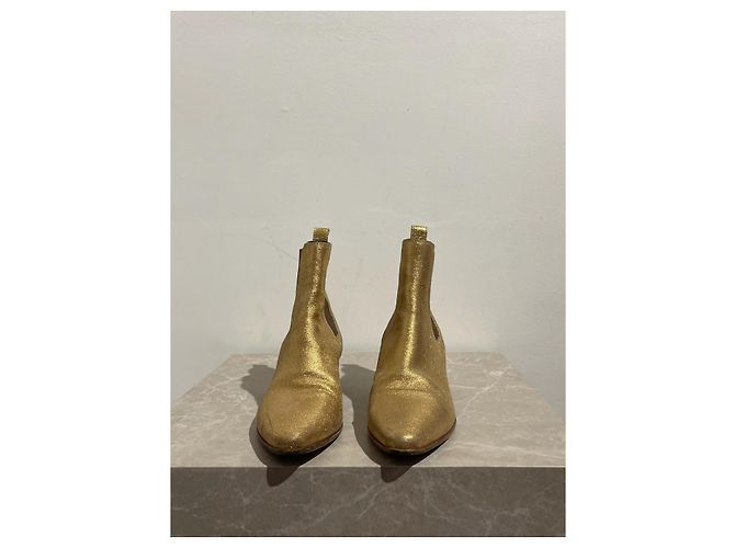 SAINT LAURENT Botines T.EU 37 Cuero Dorado - vista 3