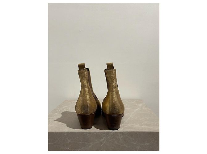 SAINT LAURENT Botines T.EU 37 Cuero Dorado - vista 4