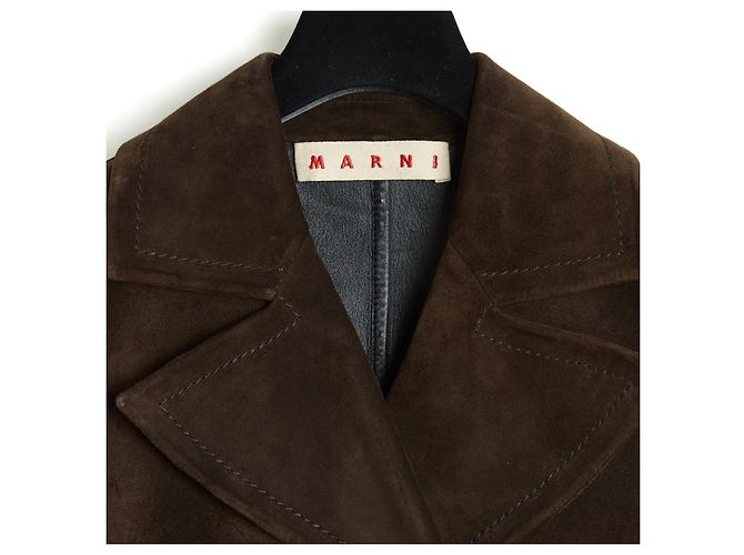 Marni Mantel Jacke Wildleder FR38 Khaki Braun UK10 US8 - Ansicht 3