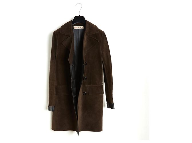 Marni Mantel Jacke Wildleder FR38 Khaki Braun UK10 US8 - Ansicht 5