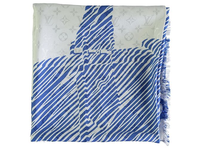 Louis Vuitton Blau-weißer Alma-Druckschal - 10er Jahre - Ansicht 2