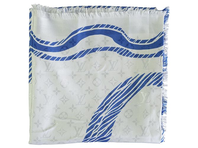 Louis Vuitton Blau-weißer Alma-Druckschal - 10er Jahre - Ansicht 3