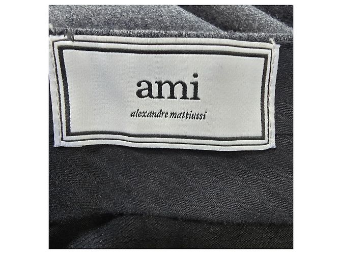 Ami Slim-Fit Trousers in Grey Wool - view 3