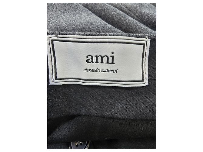 Ami Slim-Fit Trousers in Grey Wool - view 8