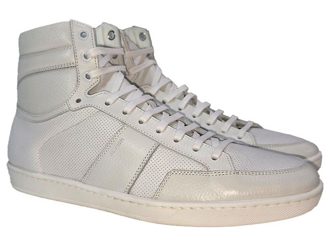 Sneakers alte Saint Laurent SL/10H in pelle bianca - vista 3