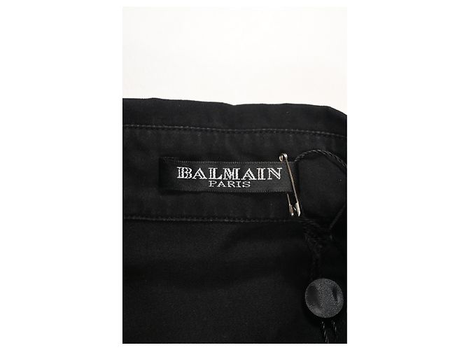Camicia in denim strappato Balmain in cotone nero - vista 10