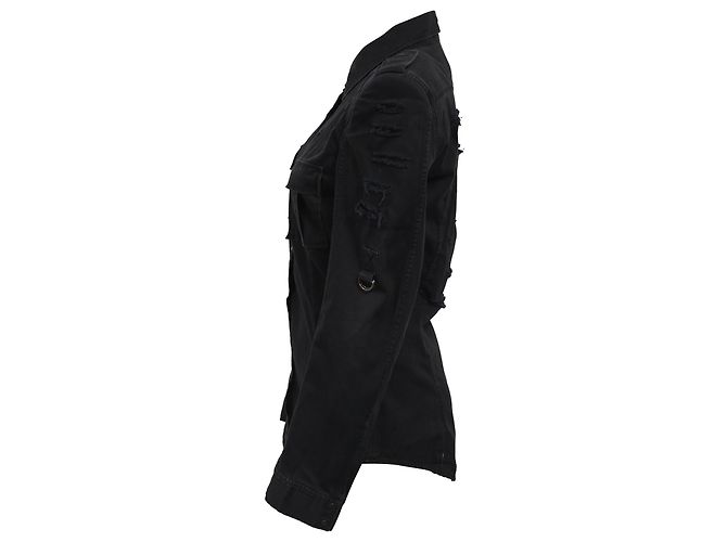 Camicia in denim strappato Balmain in cotone nero - vista 2