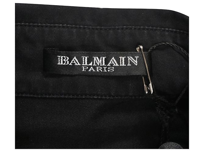 Camicia in denim strappato Balmain in cotone nero - vista 5