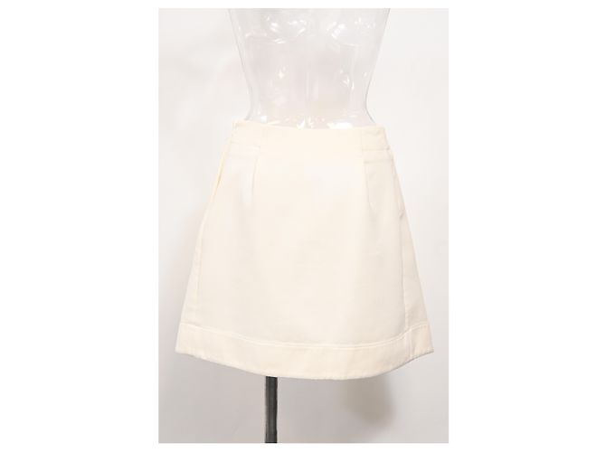 Falda mini plisada A-line en viscosa Jil Sander Blanco Crudo - vista 7