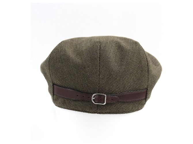 Hermès Cappello da caccia in lana e pelle di vitello HERMES marrone 58 - vista 4