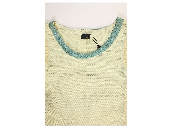 Vestido mini sin mangas de algodón amarillo de Fendi - vista 10