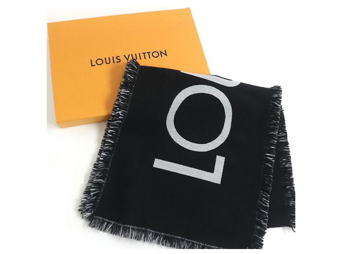 Sciarpa in cashmere e lana con frange Louis Vuitton M71580 Nero - vista 2