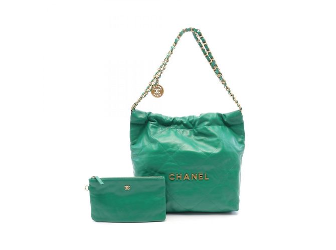 Chanel 22 Tote Bag aus grünem Leder - Ansicht 2
