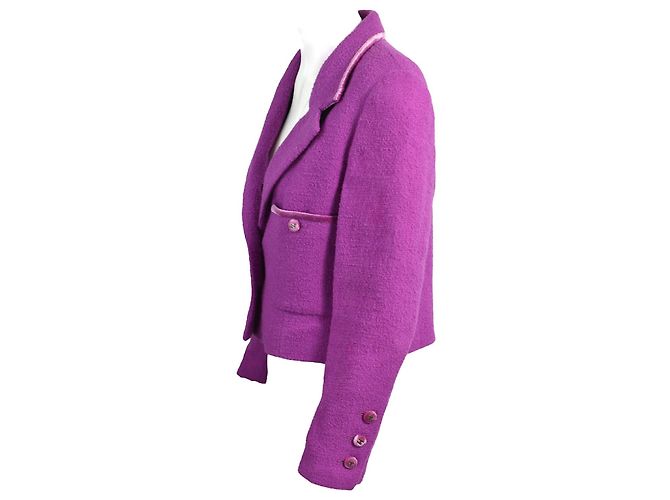 Giacca Chanel in lana e tweed rosa - vista 2