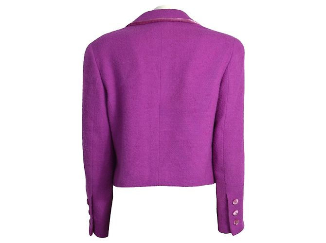 Giacca Chanel in lana e tweed rosa - vista 3