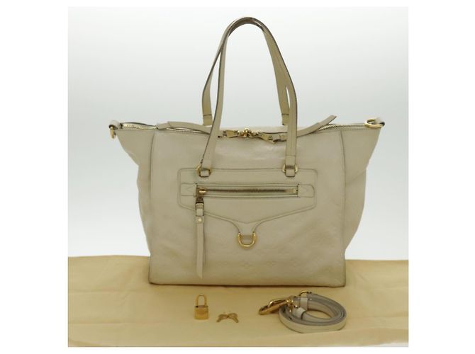 LOUIS VUITTON Borsa Tote Lumineuse PM Monogram Empreinte Neige M93411 Auth fm3942 Bianco - vista 12