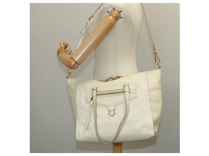 LOUIS VUITTON Borsa Tote Lumineuse PM Monogram Empreinte Neige M93411 Auth fm3942 Bianco - vista 38