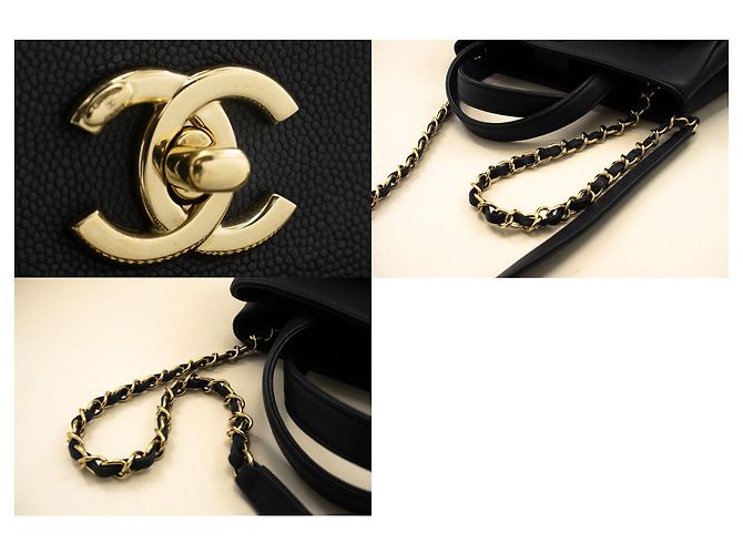 Bolsa de ombro em couro de bezerro texturizado azul marinho CHANEL, acolchoada - vista 7