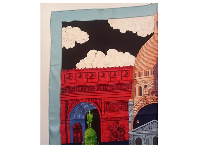 Louis Vuitton Seidentuch Hellblau Paris Monumente - Ansicht 11