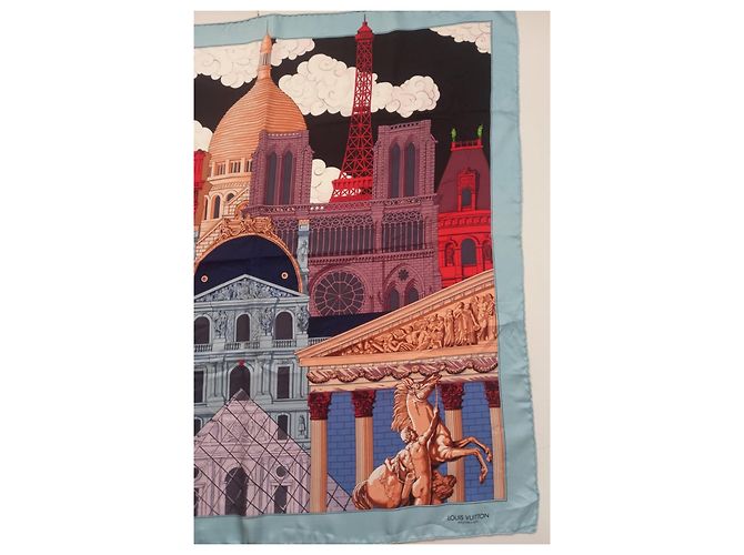 Louis Vuitton Seidentuch Hellblau Paris Monumente - Ansicht 2