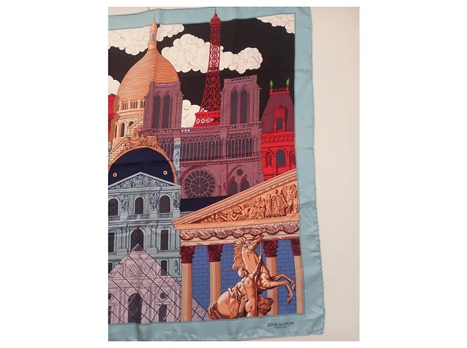 Louis Vuitton Seidentuch Hellblau Paris Monumente - Ansicht 3