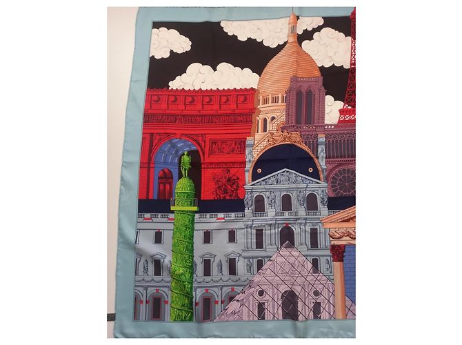 Louis Vuitton Seidentuch Hellblau Paris Monumente - Ansicht 5