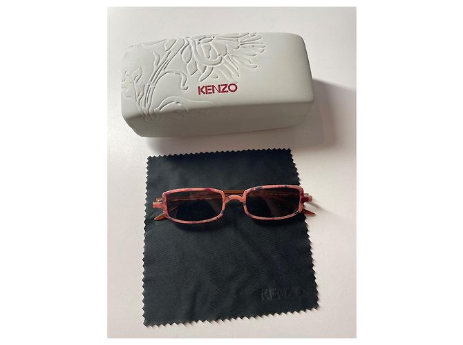 Kenzo Rectangular Sunglasses Brown Pink Plastic - view 2
