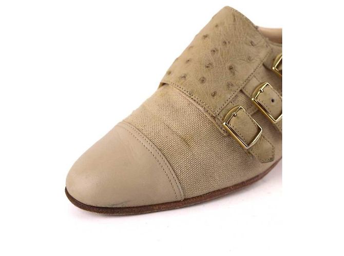 Hermès Scarpe beige con fibbia - vista 4
