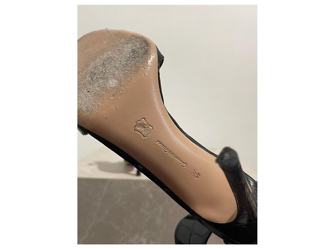 GIANVITO ROSSI Sandales T.EU 37.5 Cuirs exotiques Noir - vue 4