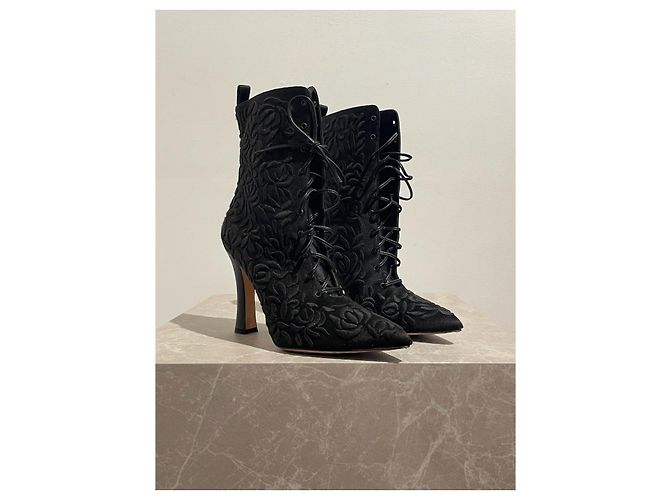 MANOLO BLAHNIK Stivaletti T.EU 38 Tessuto Nero - vista 2