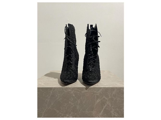 MANOLO BLAHNIK Stivaletti T.EU 38 Tessuto Nero - vista 3