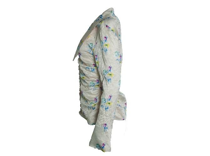 Ganni, floral zerknitterte Bluse Gelb - Ansicht 3