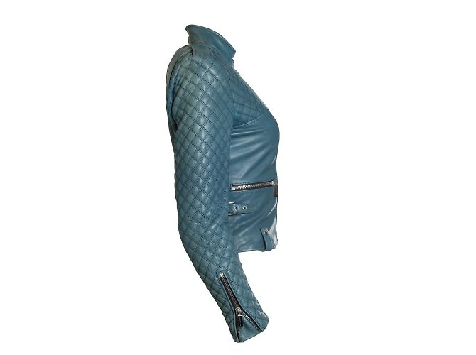 Barbara Bui, Stepplederjacke in Blau - Ansicht 2