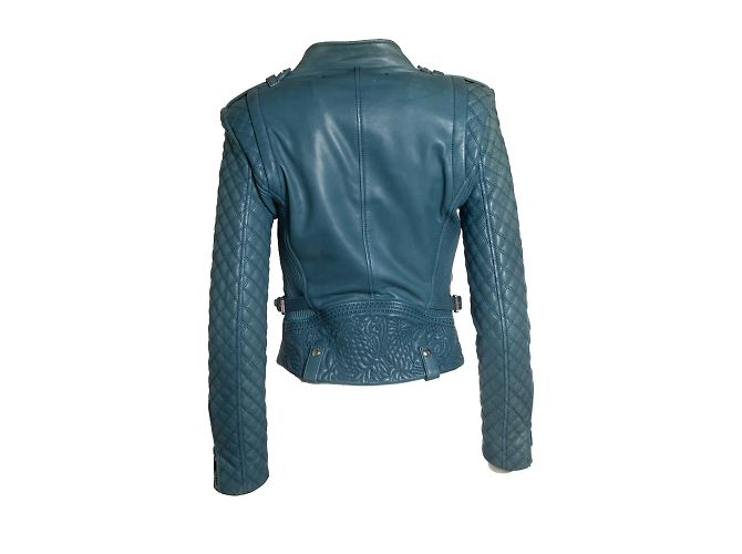 Barbara Bui, Stepplederjacke in Blau - Ansicht 3