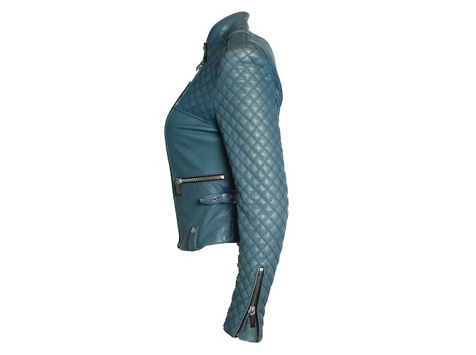 Barbara Bui, Stepplederjacke in Blau - Ansicht 4
