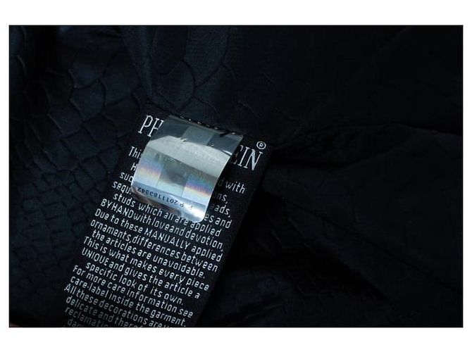 Philipp Plein Wildleder-Bikerjacke mit Kette Schwarz Silber - Ansicht 5