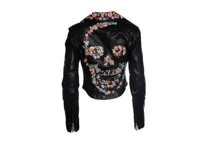 Philipp Plein, Lederjacke mit Stickerei Schwarz - Ansicht 3