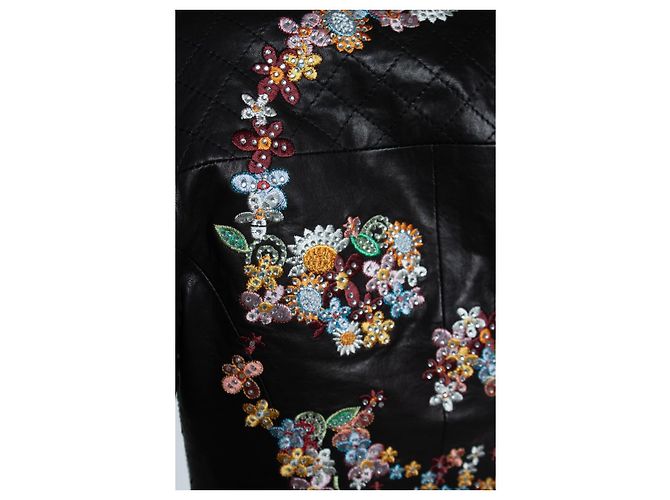 Philipp Plein, Lederjacke mit Stickerei Schwarz - Ansicht 8