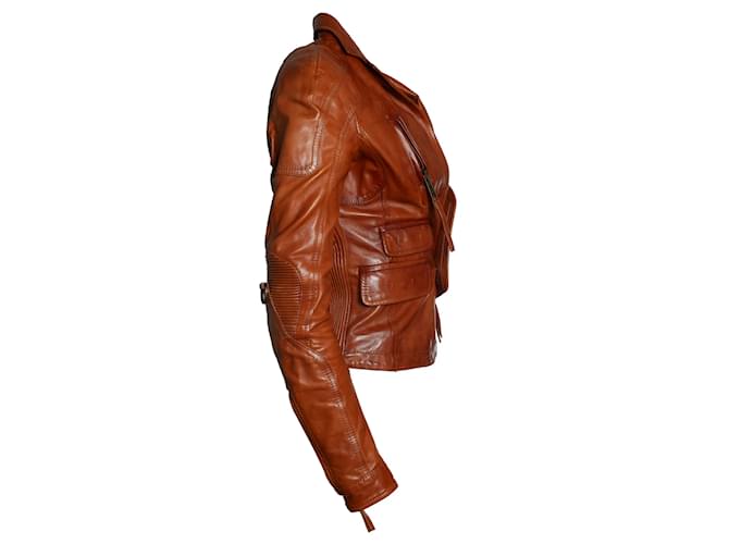Dsquared2, Lederjacke in Cognac Braun - Ansicht 3