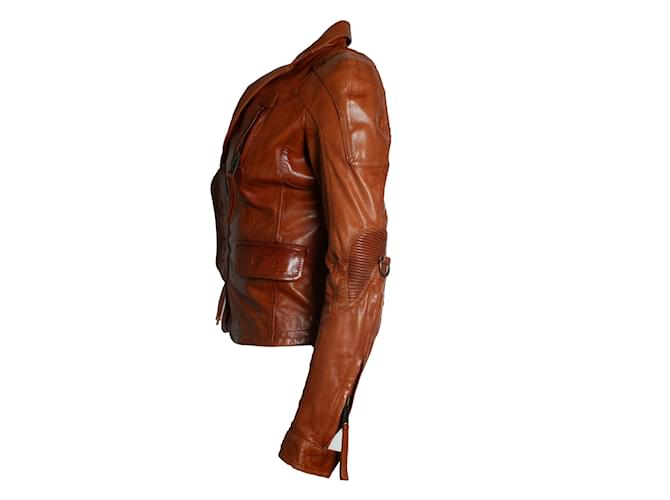 Dsquared2, Lederjacke in Cognac Braun - Ansicht 4