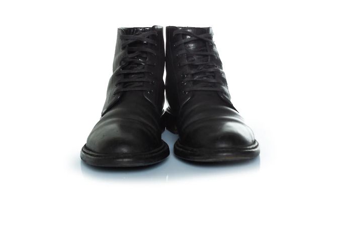 Saint Laurent, Stivaletti in pelle nera con lacci Nero - vista 3