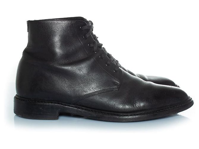 Saint Laurent, Stivaletti in pelle nera con lacci Nero - vista 4