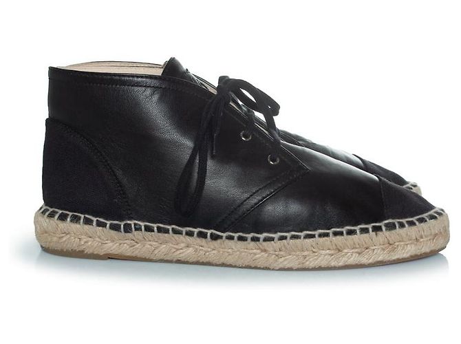 Chanel, Stivaletti espadrille alti in nero - vista 4