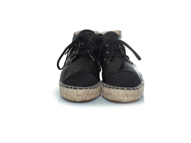Chanel, Stivaletti espadrille alti in nero - vista 5