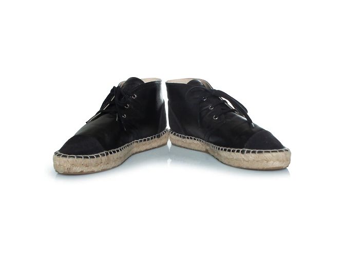 Chanel, Stivaletti espadrille alti in nero - vista 6