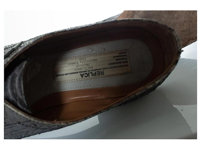 Autre Marque Maison Margiela, scarpe stringate in pitone grigio - vista 8